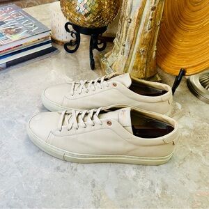 Good Man Brand Mens Edge Low Top Sneakers Cream Leather Lace Up Shoes Size 13